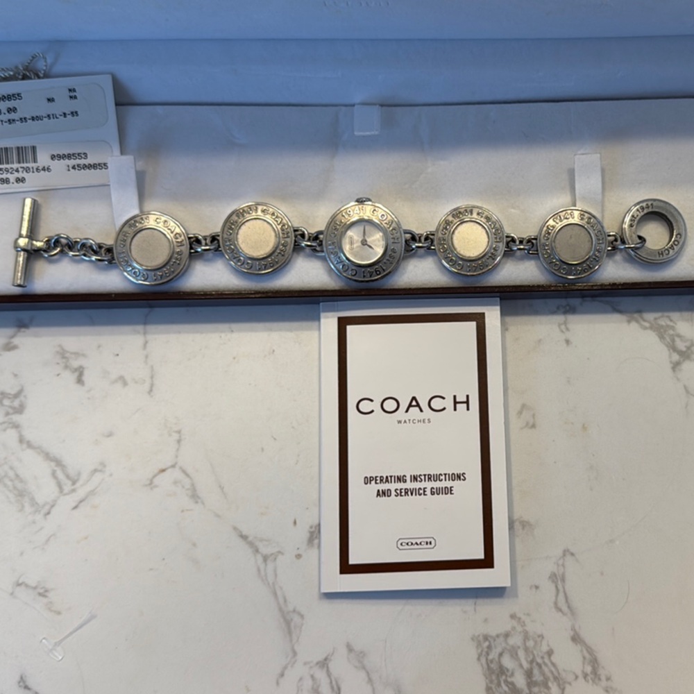 Coach Silver Round Charm Bracelet